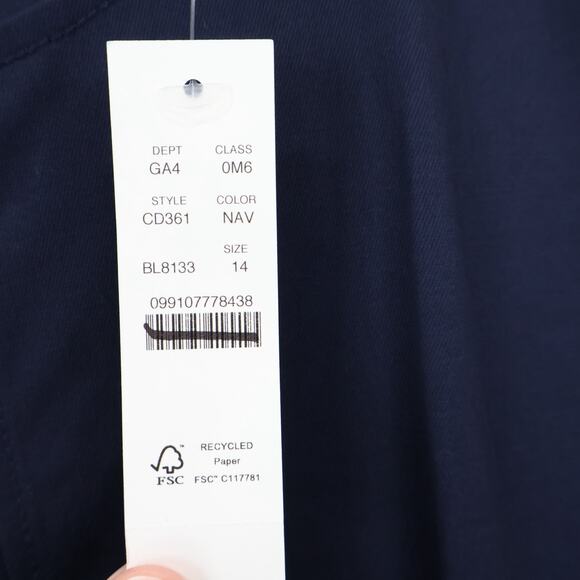 J.Crew Pintuck Midi Dress Stretch Twill Navy Blue Size 14 NWT - Picture 5 of 8